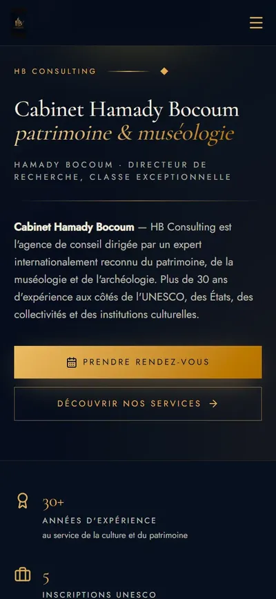 Site HB Consulting réalisé par Bug AHB, vue mobile