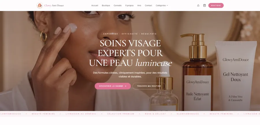 Site GlowyAmiDouce réalisé par Bug AHB, vue ordinateur
