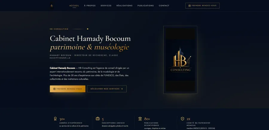 Site HB Consulting réalisé par Bug AHB, vue ordinateur